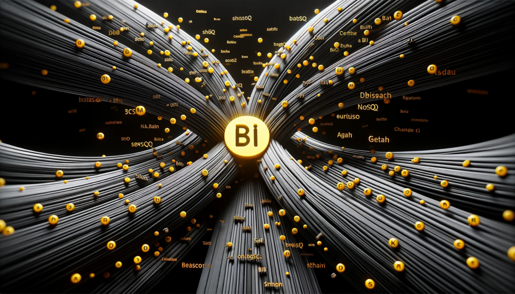 DALL·E 2023-10-23 19.46.01 - Digital Render_ A 3D visualization of intertwined data strands from sources like SQL, NoSQL, and BI tools converging to form a singular, harmonious da (1)