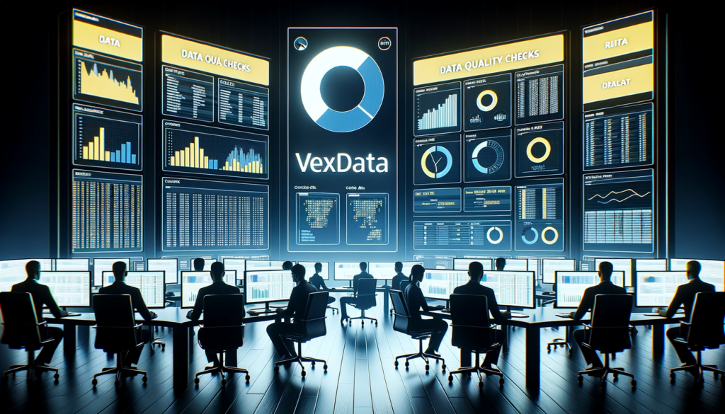 DALL·E 2023-10-23 19.51.54 - Photo Image_ A pristine office space where analysts work on multiple screens, displaying data quality checks on various files and database tables. Vex (1)